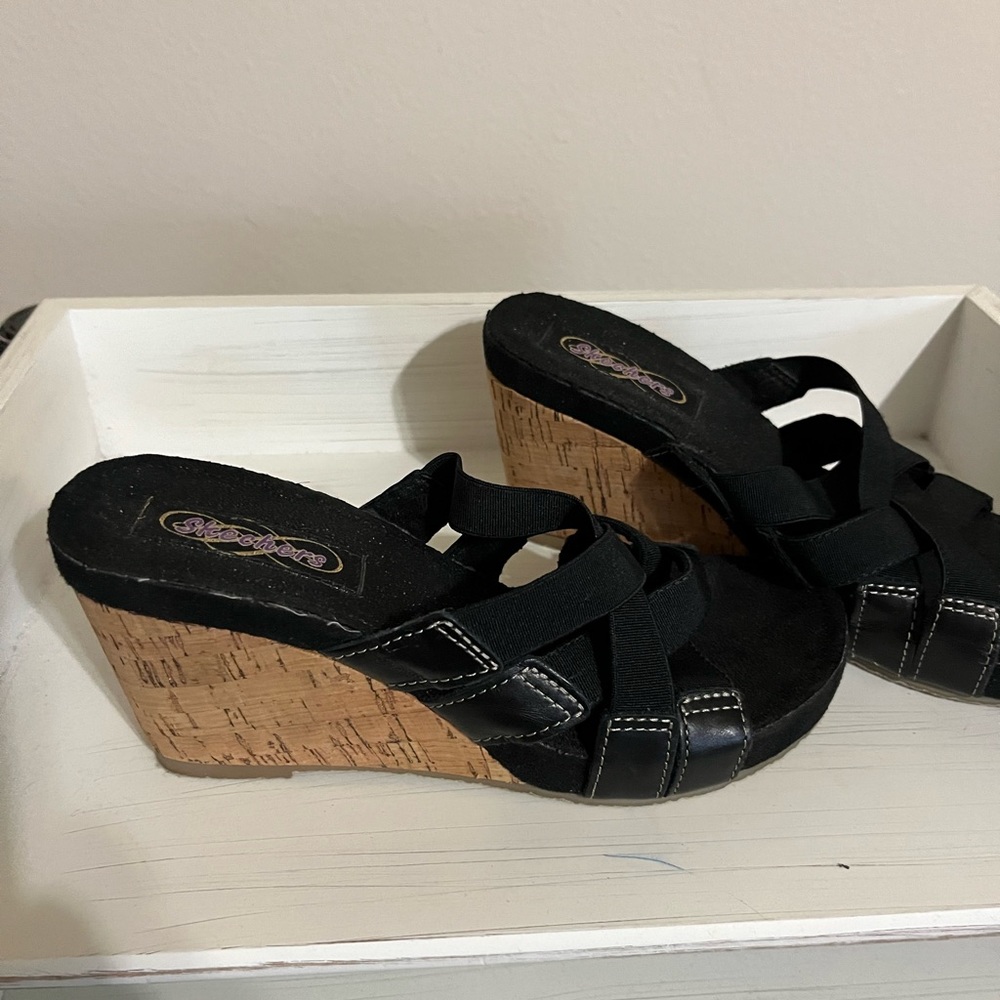 Sketchers Black Wedge. New W/O Box.